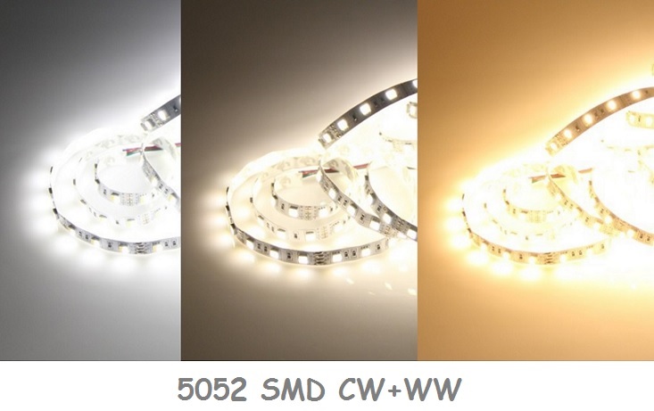 LED juosta 5052 SMD CW+WW reguliojama sviesos temperatura